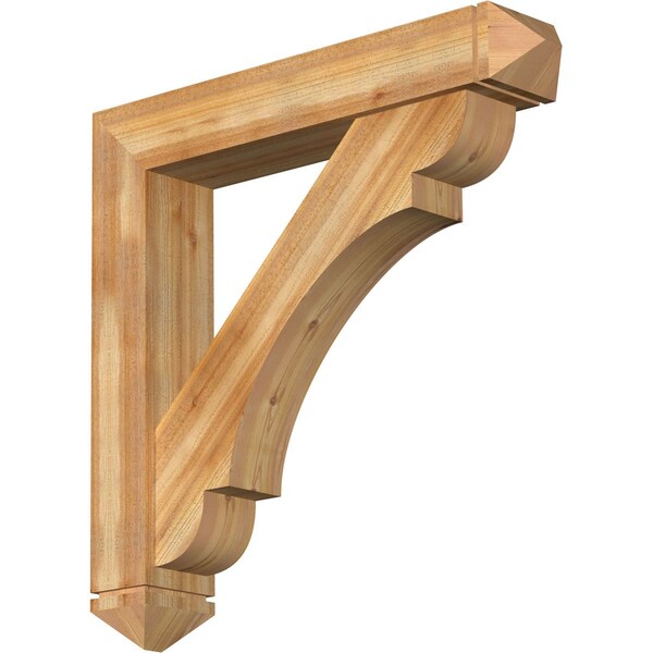 Ekena Millwork Olympic Arts and Crafts Rough Sawn Bracket w/ Offset Brace, Western Red Cedar, 8"W x 44"D x 44"H BKT0806X44X44OLY03RWR - main